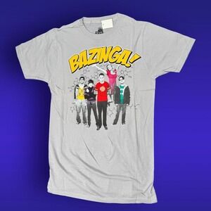 Big Bang Theory Bazinga Graphic T‎ Shirt Grey Pop Culture Tee Size S